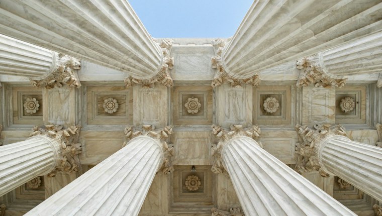 Marble columns seen from below