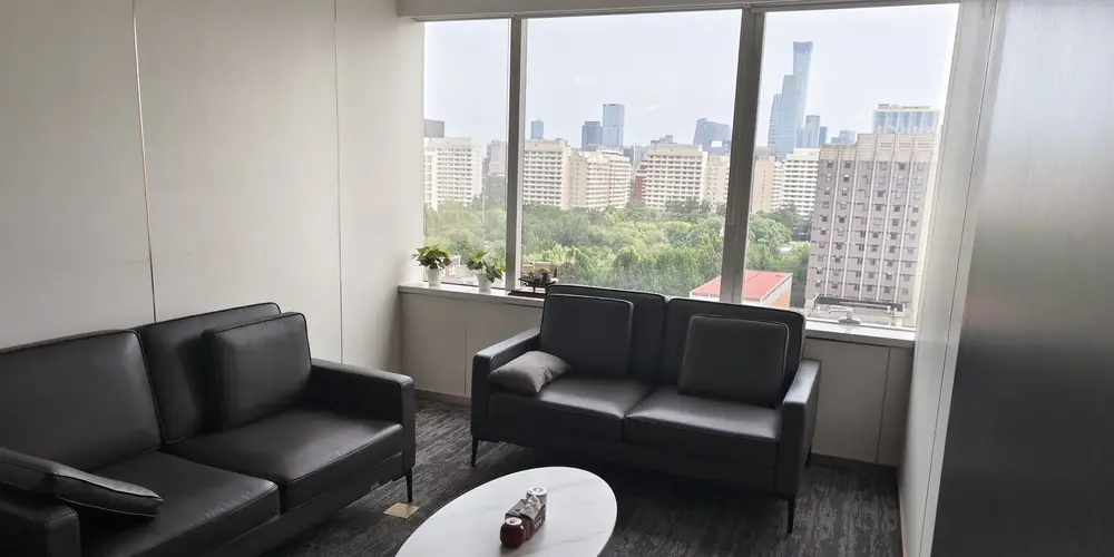 Our client lounge on the 12th floor, looking across Beijing's central business district